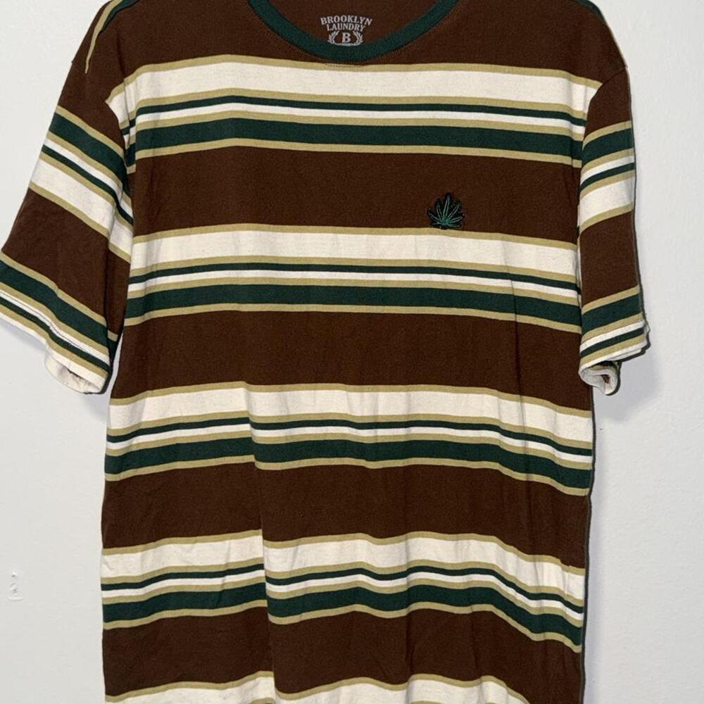 Brooklyn Laundry Women's Brown Striped Short Sleeve Tee